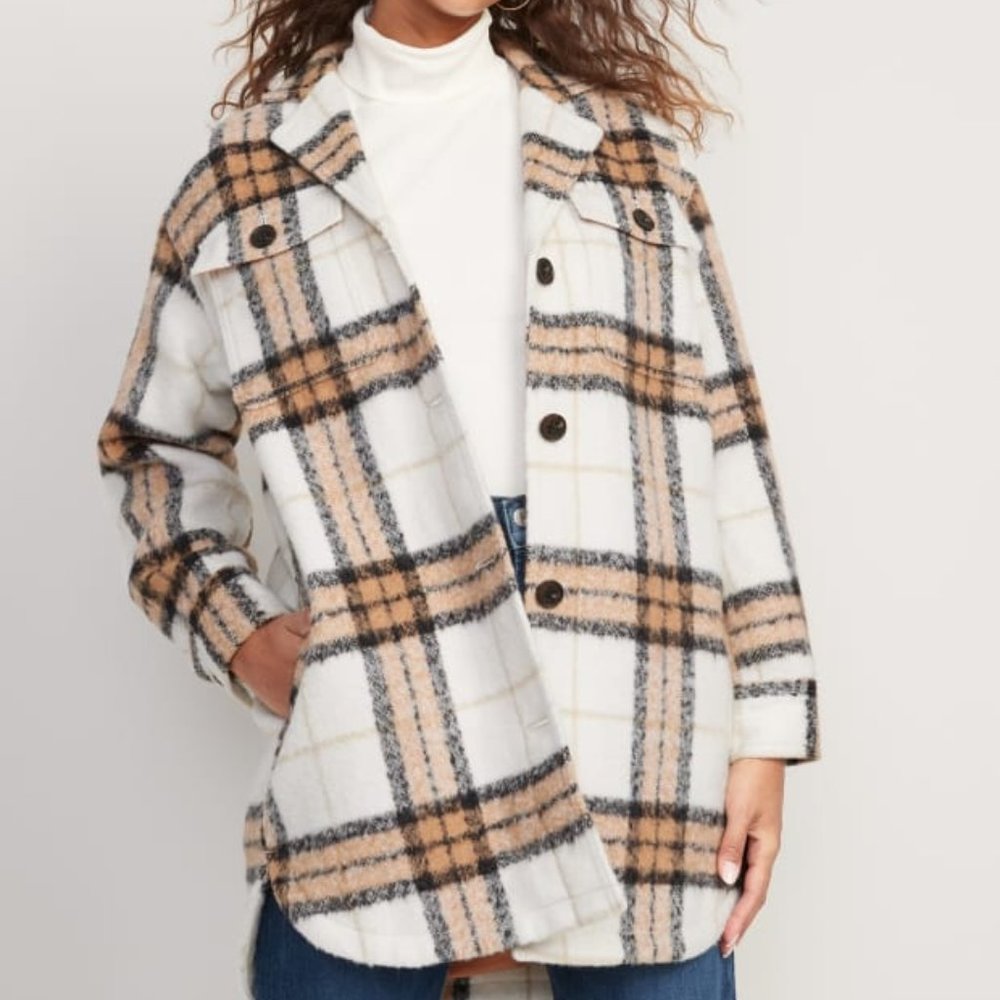 Old Navy Printed Flannel Long Utility Shacket size X-Small
